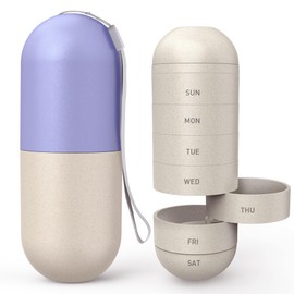 Zannaki Upgrade Large Compartment Grain Fiber Moisture Proof Cute Weekly Pill Organizer, Laser Carving Markings, BPA Free Travel Hiking 7 Day Pill Box Case to Hold Pills,Vitamins,Fish Oil,Supplements