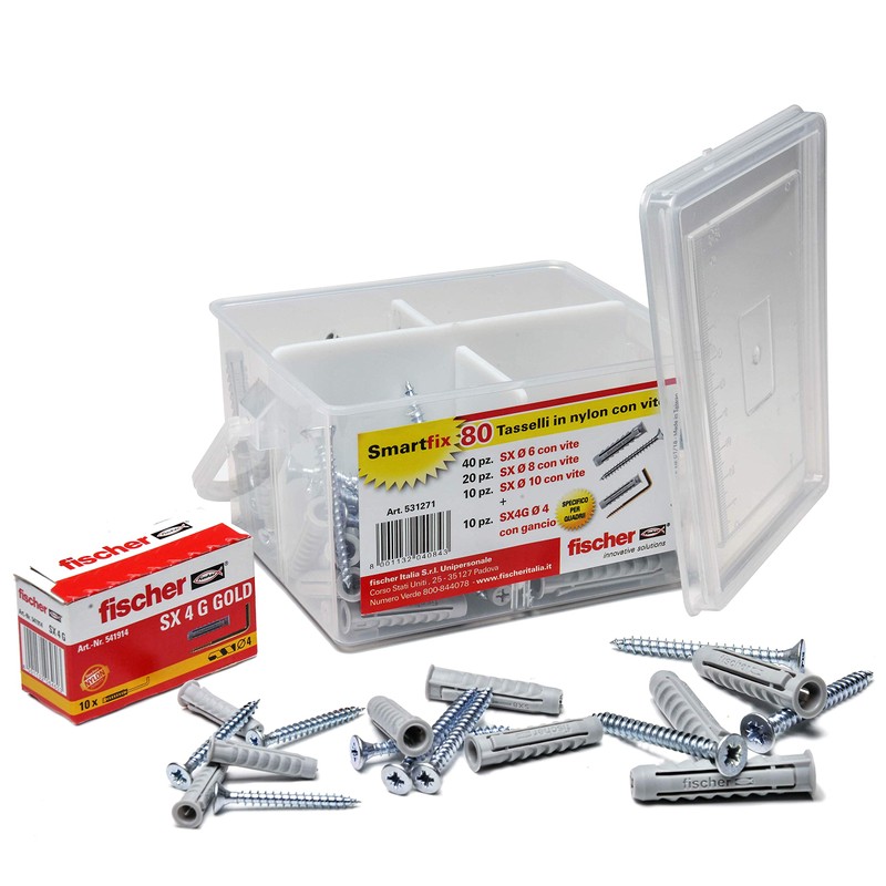 Fischer 531271 Kit Smartfix Box with Screw Anchors with Hook