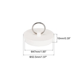 sourcing map Rubber Sink Plug, White Drain Stopper Fit 1-7/8" to 1-15/16" Drain with Hanging Ring for Bathtub Kitchen and Bathroom