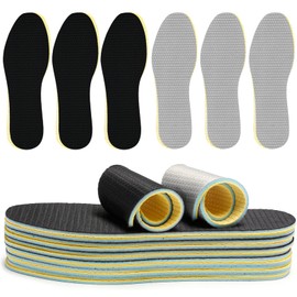 biroris 6 Pares De Inserciones Finas Para Zapatos, Versión Más Gruesa, Plantillas Para Zapatos Descalzos, Plantillas De Espuma Viscoelástica De Látex De Tres Capas, Cortables Y Lavables, Inserciones D