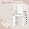 Costway Corner Vanity Desk Cosmetic Vanity Station w/ LED Mirror