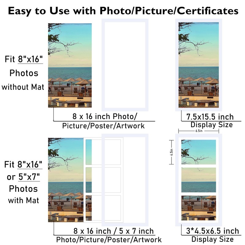 JCJMY 8x16 Picture Frame, 5x7 Collage Picture Frame, Display 3