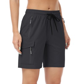 GymBrave Women's Hiking Shorts Quick Dry Lightweight Cargo Shorts for Outdoor Athletic Travel with Pockets Black M