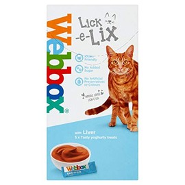 Webbox Lick-e-Lix Cream Liver Sachets Cat Treat 5 x 10g (Pack of 2)