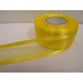 2 metres x 40mm Edged Organza Ribbon Canary Bright Yellow Double Sided Satin Edge Sheer 40 mm 4cm