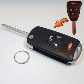 RI-KEY SECURITY Flip Key Modified Case Shell for Jeep Liberty 2008-2012 Remote Key 4 Buttons 2B