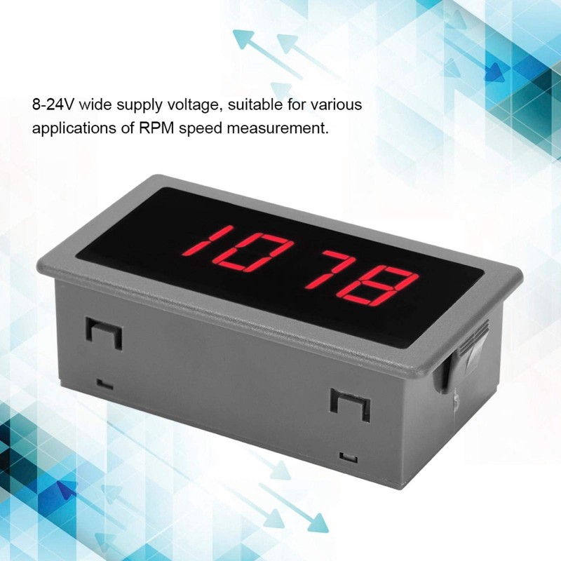 Digital Tachometer, 4 Digital LED Speed Meter, 10-9999RPM Measuring Range,