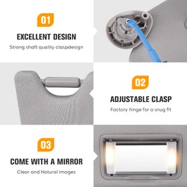 Left & Right Driver Passenger Side Sun Visor for Honda Accord 2008 2009 2010 2011 2012, Replace for 83230TA0A91ZA, 83280TA0A91ZB, Grey Left & Right side Sun Visor