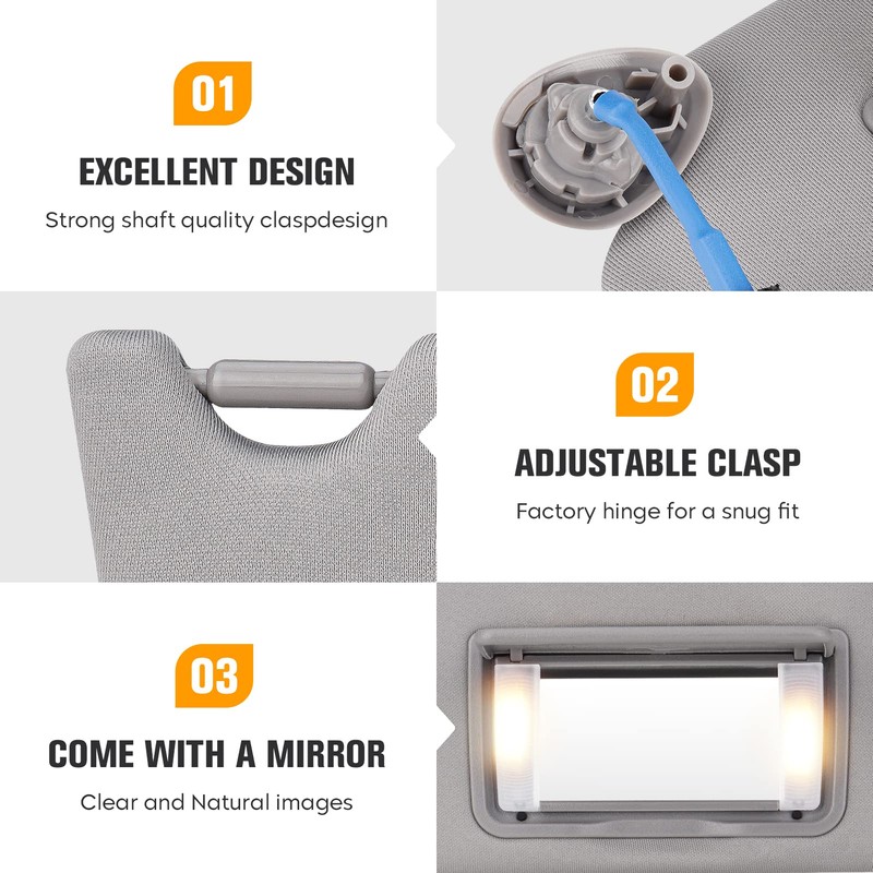 Left & Right Driver Passenger Side Sun Visor for Honda