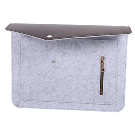 LALAFINA Gray Laptop Sleeve Pouch with Zipper Pocket Scratch Resistant Felt Protective Case for Laptops and Tablets Portable Multi Function Storage Bag for Safe Carrying and Everyday Use