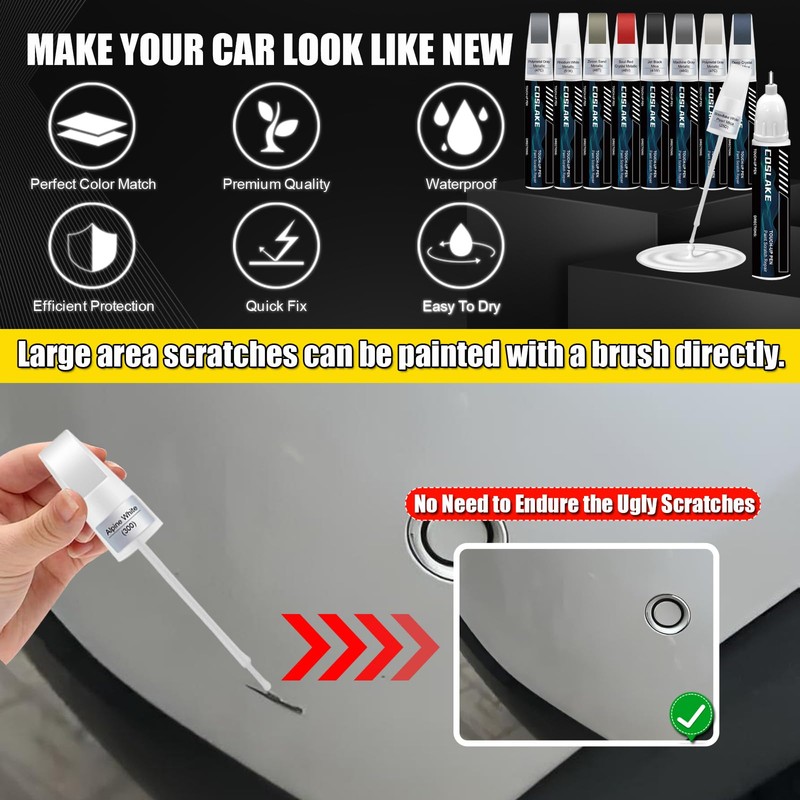 COSLAKE Car Touch Up Paint(Snowflake White Pearl Mica(25D)) for Mazda,