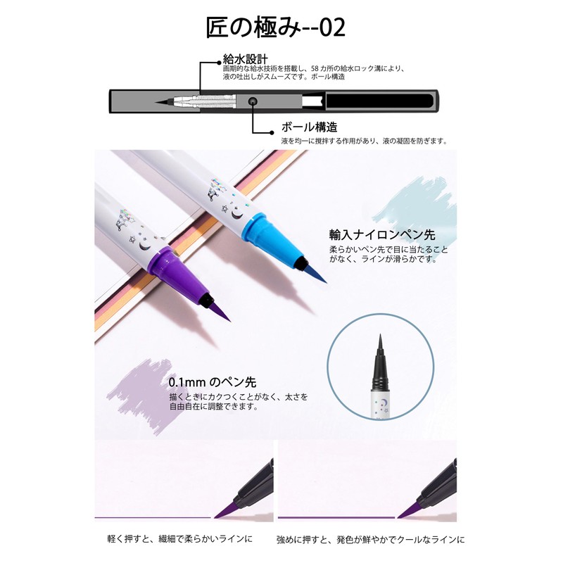 Erinde Color Eyeliner,7 Colors Liquid Eyeliner,#03 White,White,Eyeliner Pencil,Eye Line,Never Fall,Ultra