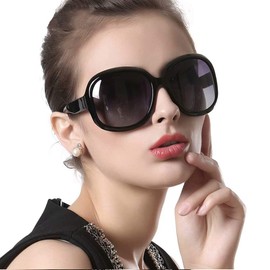 Bageson Women's Sunglasses, Polarized Lenses, For Driving, UV 400 Protection, Large Frame, Stylish, Small Face, Glasses Case Included, Black