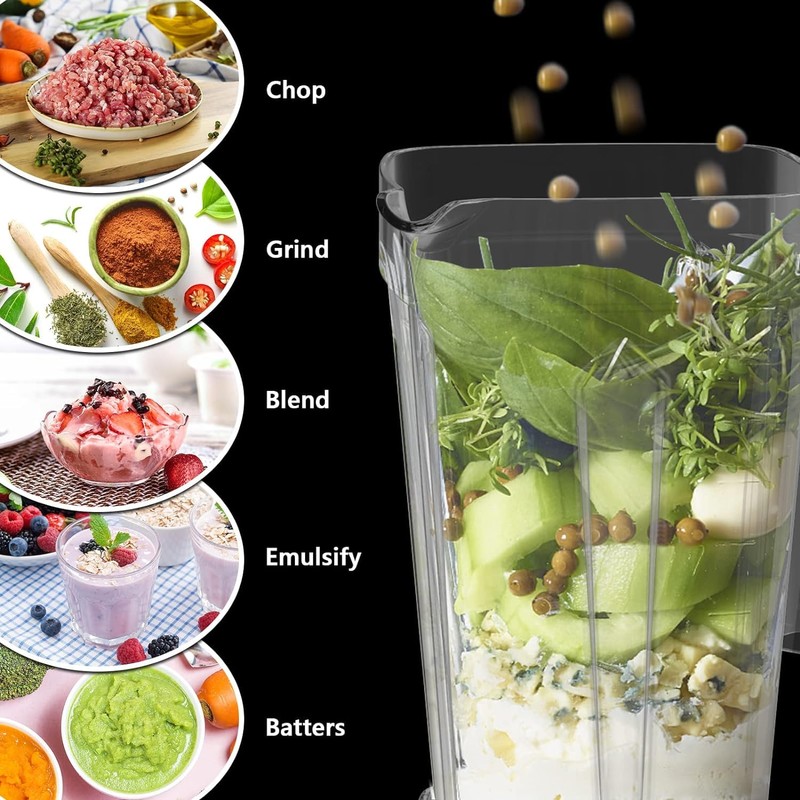 OMMO Blender 1800W, Professional High Speed Countertop Blender with Stainless