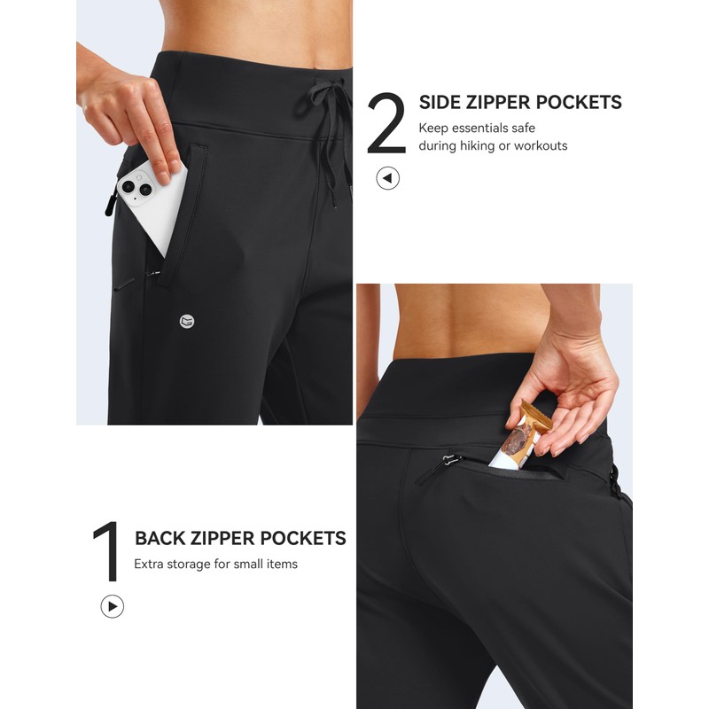 G Gradual Women's Fleece Lined Joggers Water Resistant Hiking Pants