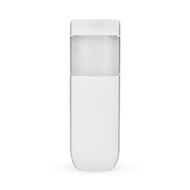 HOST Freeze Double Walled Insulated Water Bottle Freezer Tumbler with Active Cooling Gel Stainless Steel Lid and Silicone Grip, Set of 1 20 Oz Plastic Bottle, White