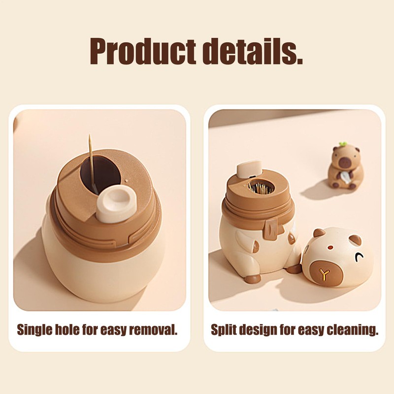 Toothpick Holder Dispenser | Toothpick Box,Organizer Cute Capybara Design Smart