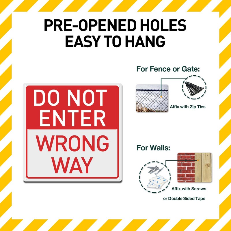 BTHUKO 12 x 12 inch “Do Not Enter - Wrong