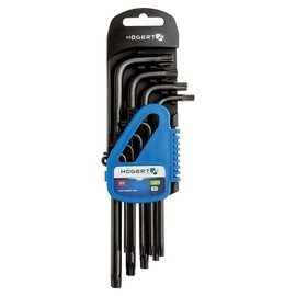 Högert Technik - TORX Key I Set of 9 I Sizes T10 to T50 I Made of S2 Alloy Steel I Resistant to Deformation and Abrasion I HT1W816 - Black