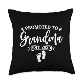 Smarty Pants Designs Promoted to Grandma est. 2023 New Grandmother Gift Throw Pillow, 18x18, Multicolor
