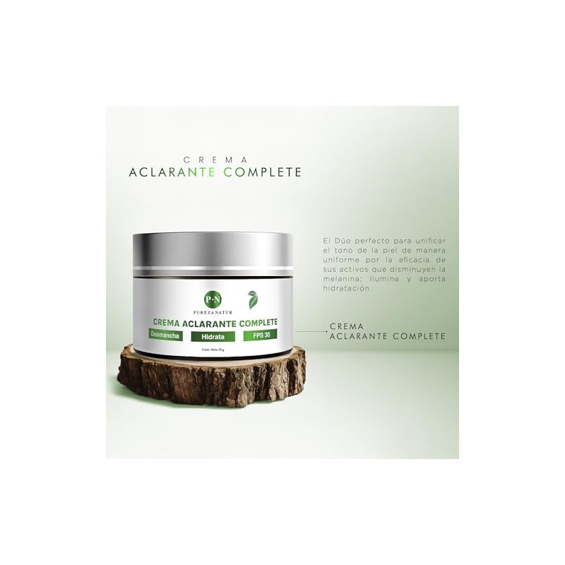 Pureza Natur Crema Facial Aclarante Paño Cara Cuerpo Humecta Aclara