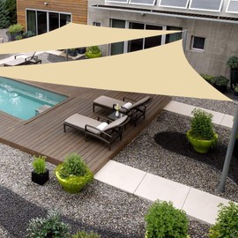 SHADEWIZ Triangle 28' x 28' x 28' Beige Sun Shade Sail Canopy Awning for Patio Backyard Lawn Garden Outdoor Activities Grade UV Block Mesh Netting, We Can Make Custom Sizes