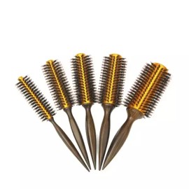 1pc 천연 멧돼지 강모 라운드 브러시 나무 손잡이 헤어 롤링 건조 스타일링 컬링 Detangling [S] 1pc Natural Boar Bristle Round Brush Wooden Handle Hair Rolling Dry Styling Curling Detangling [S]