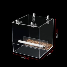 FUNNTY Acrylic Hanging Bird Bath Cage Bird Bathtub Bath Shower Box No-Leakage Bird Bathtub Bird Feeder Cage Bathtub Box for Parakeets Small Bird Parakeets Parrot with 4 Hooks（ 11x13x13cm）