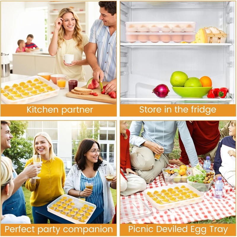 HANSGO Deviled Egg Containers with Lid, Set of 2, Plastic