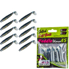 SEABUZZ Rubber Fish Fishing Lure Set Paddle Worm 10 Pieces x 45 mm - Pike Trout Perch Rubber Bait - Catfish & Zander Artificial Bait - Predator Fish Fishing Set - Freshwater and Saltwater Fishing