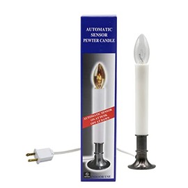 Creative Hobbies Electric Window Candle Lamp with Pewter Plated Base, Dusk to Dawn Sensor Turns Candle on in Dark and Off in Light, Ready to Use!