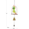 Deco 79 Metal Parrot Handmade Perched Windchime with Hanging Bell,