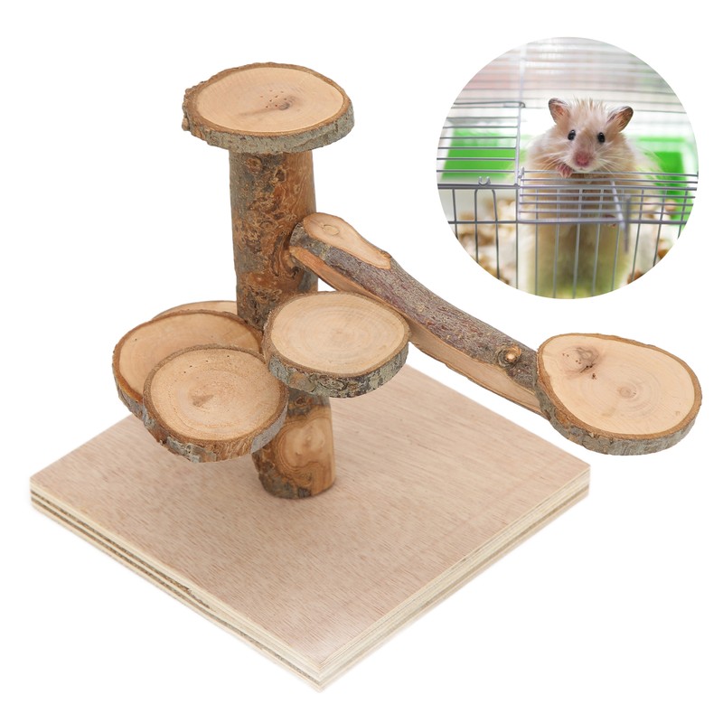 Wooden Hamster Platform Toy Hamster Playground Stand Rotating Ladder for