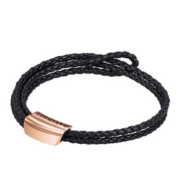 DAVIDOFF Home Run Men's Bracelet - Sporty Bracelet Made of Hand-Woven Calf Leather - Leather Bracelet with Metal Clasp, Leather Metal