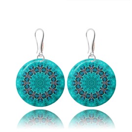Handmade Mandala Dangle Earrings for Women, Boho Costume Statement Jewellery (Style 18 - Turquoise Blue)