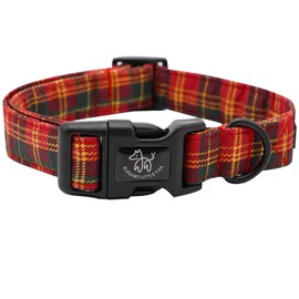 Elegant little tail Christmas Dog Collar, Red Plaid Pet Collar Dog Durable Dog Collars Girl or Boy Holiday Pet Gift Adjustable Dog Collar for Large Dogs
