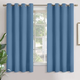 YoungsTex Blackout Curtains for Bedroom - Thermal Insulated with Grommet Top Room Darkening Noise Reducing Curtains for Living Room, 2 Panels, Denim Blue, 52 x 63 Inch