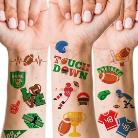 Crazy Night Football Temporary Tattoos-81 Styles, Sport Birthday Party, Touchdown Team Party Supplies, Football Game Party Decorations Favors