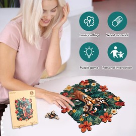 delobil Wooden Puzzles for Adults, Antelope Jigsaw Puzzles 200 Pieces Animal Unique Shaped Wood Cut Puzzle Gifts for Adults and Kids, Family Puzzle Games, Medium Size 9 x 11.2 Inches