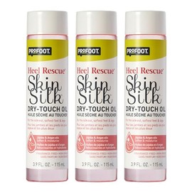 Heel Rescue Skin Silk Dry-Touch Foot Care & Body Oil, 3.0 Fl Oz 3 Pack, Foot Moisturizer with Jojoba Oil & Argan Oil, Helps Soften & Smooth Dry Feet