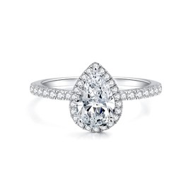 Oivley 2CT Pear Shaped Engagement Rings for Women Sterling Silver Rings with 18K White Gold Plated Cubic Zirconia Wedding Rings for Women Promise Rings for Her-50