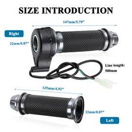 Mokuo E-Bike Full Twist Throttle Grips - 22mm/0.87" Universal Aluminium Alloy Throttle Accelerator Handlebar with Rubber Grip, Fit for Electric Bicycle & Scooter (Titanium Color)