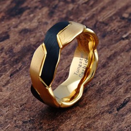 Engravable Two Tone Black Gold Infinity Knot Design Tungsten Rings For Men Wedding Band Size 6-16 (Tungsten, 11.5)
