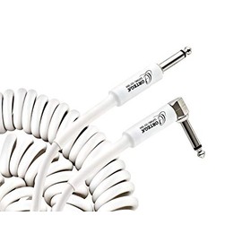 Ortega Guitars Retro Series Cable - Instrument Cable - Length 9 m - Angled and Straight - Spiral Cable - Plastic Sheath, White (ORCCI-30WH)