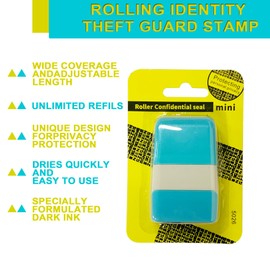 Identity Theft Protection Roller Stamp Set, Including 6-Pack Refills(No Ink Leakage) - Confidential Roller Stamp, Anti Theft, Privacy & Security Stamp, Designed for ID Blackout Security