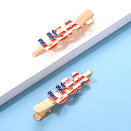 NVENF Horquillas patrióticas para el pelo de la bandera americana del 4 de julio, para mujer, con diamantes de imitación (UAS 1)