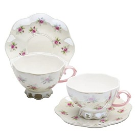 Gracie China Petite Rose Pearl Luster Pink Porcelain Teacup And Saucer 8-Ounce (Set Of 2), Multicolor (35525-4/S2)