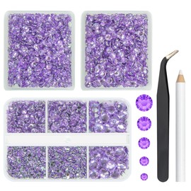 qiipii 3 Boxes 5070PCS Amethyst Purple Resin Crystal Rhinestones for Crafting Flatback Stones 2mm 3mm 4mm 5mm 6mm Non-Hotfix Gems Diamonds for Nails Face Eyes Makeup Tumblers Mugs Bottles DIY Crafts