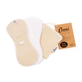 Women's Incontinence Pads, Reusable, Waterproof & Breathable, Ecru, Twin Pack with a Waterproof Bag