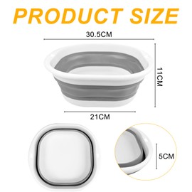Chiluxendo Washing Bowl, Foldable Bucket, Foldable Tub, Washing Bowl, Portable Sink, Bowl Sink Sink, Cleaning Bucket, Foldable Space Saving Plastic Washing Tub, Folding Bucket (Grey, 1)